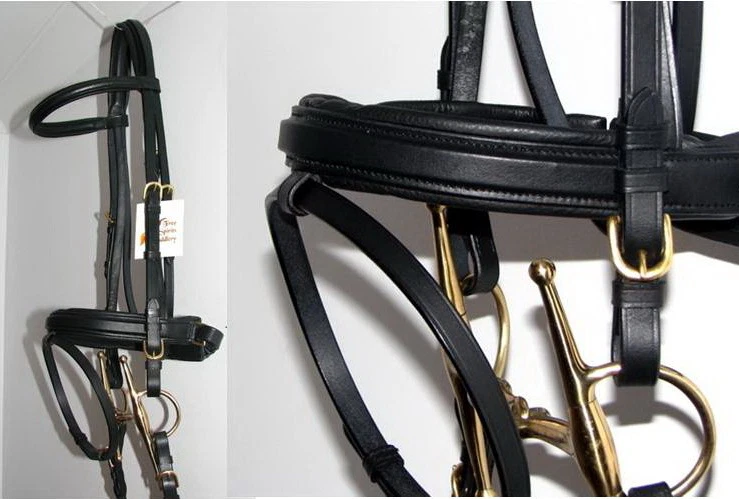 FSS Немецкие Шикарные КВАДРАТНЫЕ ПОДНЯТЫЕ Мягкие ЛАТУННЫЕ Комфортные Шатуны Уздечки Вожжи для Выездки - Изображение 1 из 1