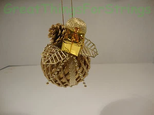 Palla in schiuma tono oro decorazione natalizia 3 foglie guscio rigido regalo ghianda superiore - Foto 1 di 1
