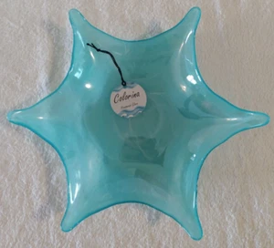 Turkish Hand Made Glass Dish Blue Swirl Starfish Shaped Colorina NEW About 12" - Picture 1 of 5