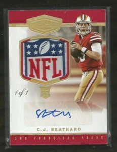 2017 CJ BEATHARD PLATES PATCHES 1/1 RPA ROOKIE AUTO NFL SHEILD - Picture 1 of 2