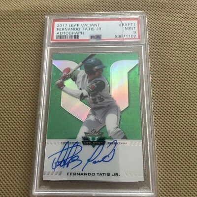 2017 Leaf Valiant Fernando Tatis Jr. Green Auto /99 PSA 9 - Image 1 of 3