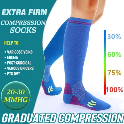 Compression Stockings 20-30 mmHg Knee High Graduated Therapeutic Socks Support - Image 1 of 4