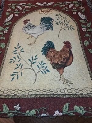 Manta tapiz gallo tiro granja rural, 65 X 46 pulgadas, pollo country chic Foto 1 de 3