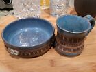 2 PIECE Set Mug Bowl Down To Earth Pottery Blue Clay A CHILD IS A GIFT FROM GOD