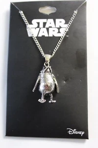 Disney Star Wars 3D Porg Dije Metal Largo Collar Tono Plata - Imagen 1 de 3