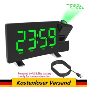 LED FM Radiowecker mit Projektion Digital Funkuhr Dimmbar Tischuhr Alarm USB - Bild 1 von 18
