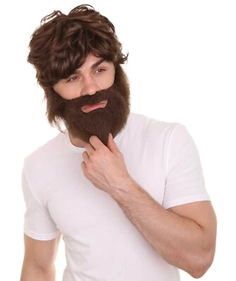 Brown Curly Wig Beard Cosplay Milling Bear Halloween Party US in Stock HM-016 - Image 1 of 4