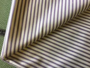 Ian Mankin fabric remnant 100 cm  x137 cm Ticking stripe 1 VIOLET   100% cotton. - Picture 1 of 2