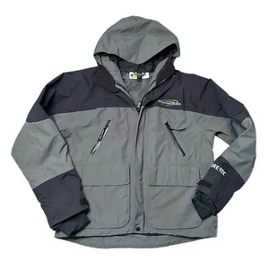 Bass Pro Shop Pro Qualifier Gore-Tex Hooded Rain Jacket Black Gray Size M - Picture 1 of 9