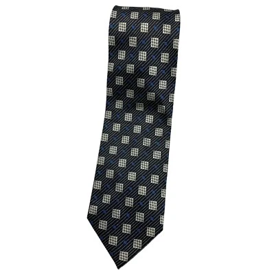 Gravata de seda PAL ZILERI ITÁLIA preta geométrica W:4" em excelente estado usado - Imagem 1 de 4