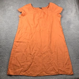 Vestido Camisa Mujer Jill XL Naranja 100% Lino Plisado Cuello Redondo Manga Corta - Imagen 1 de 10