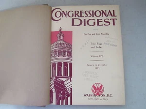 The Congressionial Digest Bound ~ 1935, January - December, Volume 14 - Picture 1 of 9