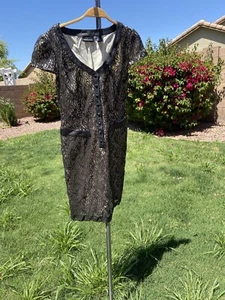 Victoria’s Secret Moda International Black Lace Silk Sexy Dress Size 10 U7 - Picture 1 of 7