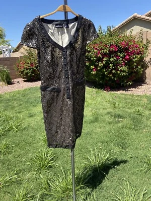 Victoria’s Secret Moda International Black Lace Silk Sexy Dress Size 10 U7 - Image 1 of 4