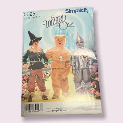Simplicity 0625 Wizard of Oz Size 3 4 5 6 7 8 Childrens Scarecrow Lion Tin Man - Image 1 of 3