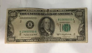 OLD RARE VINTAGE $100 Dollar Bill note 1950 C FRANKLIN B15650550A #2 Collectible - Picture 1 of 2