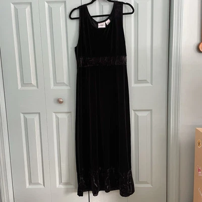 Studio Ease Velvet Burnout Maxi Dress 12 Black Sleeveless Whimsigoth Witchy READ - Image 1 of 4