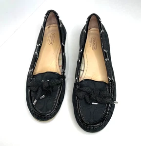 Coach Carisa SCHWARZE MONOGRAMM JACAURD & LACKLEDER SLIPPER HALBSCHUHE GRÖSSE 7,5 - Bild 1 von 7
