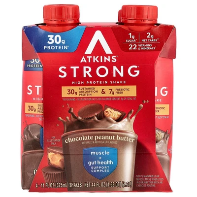Strong, High Protein Shake, Chocolate Peanut Butter, 4 Shakes, 11 fl oz (325 ml) - Image 1 of 3