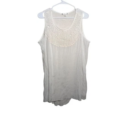 Camiseta sin mangas Spense para mujer 1X Marfil sin mangas informal de encaje camisa boho crema Foto 1 de 4