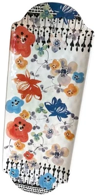 Anthropologie Isidre Ceramic Plate Tray Platter Floral Charcuterie 18⅝ - Image 1 of 4