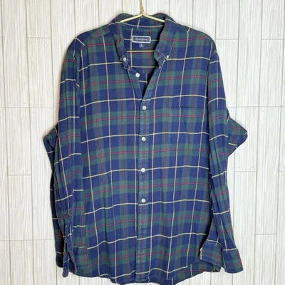 Club Room Mens Flannel Size XL Blue Plaid Button Up Shirt Holiday Classic Heavy - Image 1 of 4