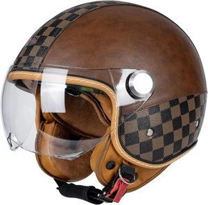DOT Approved 3/4 Open Face Motorcycle Helmet – Dual Visor Retro Unisex Casco - Bild 1 von 12