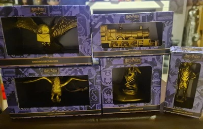 Harry Potter Set Of 5 Gold Resin Christmas Tree Decorations Hanging Ornaments - Image 1 of 2