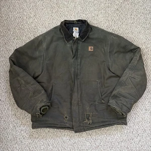 Giacca vintage Carhartt J22 MOS Arctic verde muschio trapuntata - XL alta - invecchiata - Foto 1 di 12