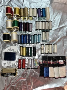 52 Piece Lot DMC & Kreinik And Other Metallics Embroidery Threads - Picture 1 of 15