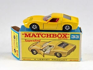 Matchbox Superfast Nr. 33A Lamborghini Miura GELB rare 1. Box roter Aufdruck - Picture 1 of 14