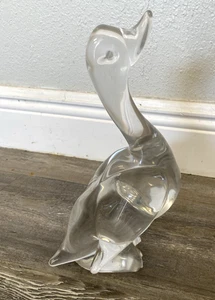 LARGE Crystal Clear Glass Bird Figurine Duck Goose Statue 10” Tall VERY HEAVY - Picture 1 of 17