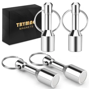 TRYMAG Keychain Magnets for Testing Brass, 4 Pack Neodymium 4Pcs, Silver  - Picture 1 of 7