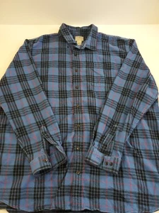 LL Bean Size 3XL-Tall Slightly Fitted Blue Plaid Flannel Long Sleeve Button Down - Picture 1 of 10