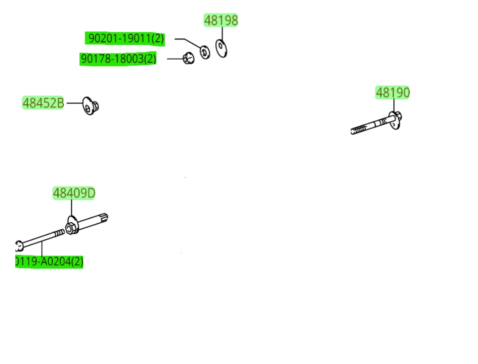 Kit de pernos de ajuste de inclinación inferior Toyota Tundra 2007 Sequoia genuino OEM OE Foto 1 de 1