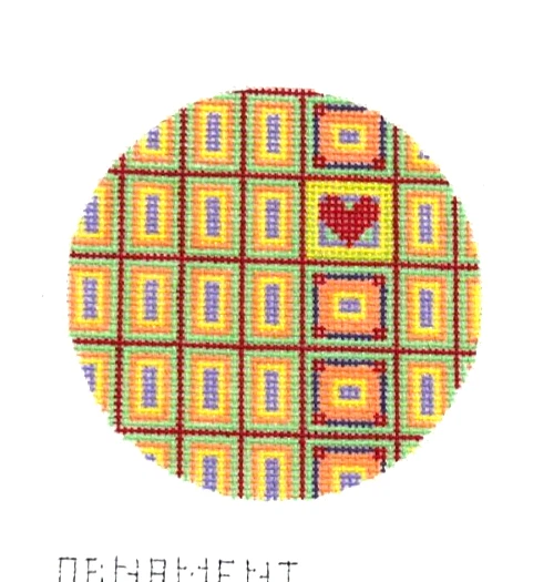 Penny MacLeod Round Heart Ornament Handpainted Needlepoint Canvas 1368 - Image 1 of 1