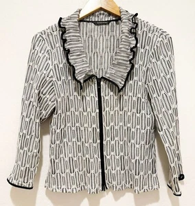 Samuel Dong Wavy 3D Knit Full Zip Stretch Shacket Top Jacket Y2K sz. Large - Picture 1 of 6