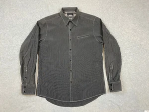 7 Diamonds | Button Up Shirt Western Club Long Sleeve Mens Black\Gray Sz L - Picture 1 of 12