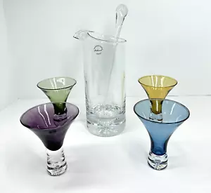 Martini Handblown Pitcher Set 4 Glasses Stirrer Artland Celebration MCM - Picture 1 of 12