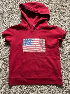 Polo Ralph Lauren Hoodie Kids Boy 6 Pullover Short Sleeve Red USA Flag - Picture 1 of 7