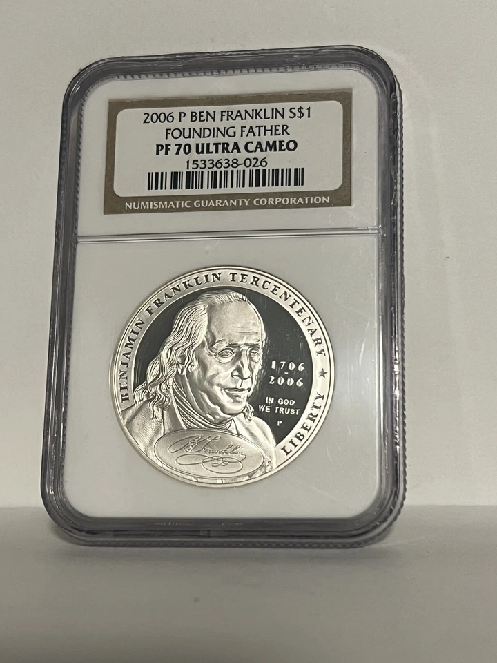 $1 2006 P BEN FRANKLIN Silver Dollar Coin - NGC PF 70 Ultra Cameo - - Image 1 of 2