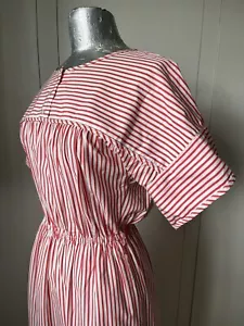 Vintage Bogner red and white candy striped cotton midi dress - Picture 1 of 11