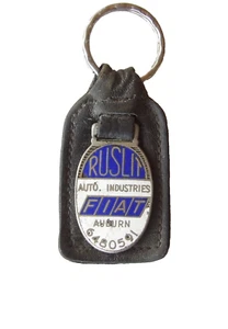 VINTAGE RUSLIT MOTORS AUBURN FIAT CAR AUTO DEALERSHIP METAL KEY CHAIN KEYRING - Picture 1 of 4