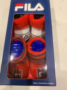 FILA 2 Pack Baby Booties Crib Shoes 0-6 Months Infant Red And Grey NEW NWT - Picture 1 of 1