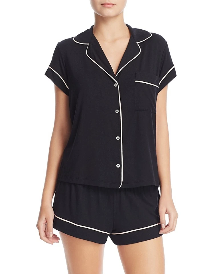 Eberjey Blue/white Gisele Jersey Knit Shorty Pajamas Size Medium