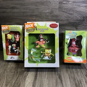 vintage spoungebob squarepants holiday ornament set of 3 Packs 2004-2005 - Picture 1 of 12
