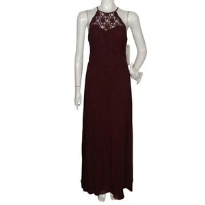 new BILL LEVKOFF Maxi Dress/Gown, 12, SAMPLE, Burgundy, Lace Neckline, Halter - Picture 1 of 15