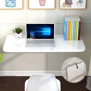 Wall Mounted Table Desk Drop-Leaf Folding Laptop Worksation Floating Hanging - Picture 1 of 36
