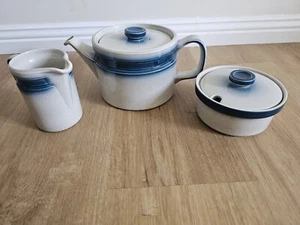 Blue Pacific Wedgewood Teapot Creamer Sugar Dish Tea Set Complete Rare. - Picture 1 of 13