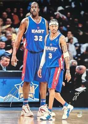 Allen Iverson & Shaquille O'Neal Signed 16x20 NBA All Star Photo PSA 9A24767 - Image 1 of 2